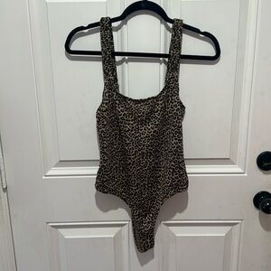 Leopard print thong body suit NWT